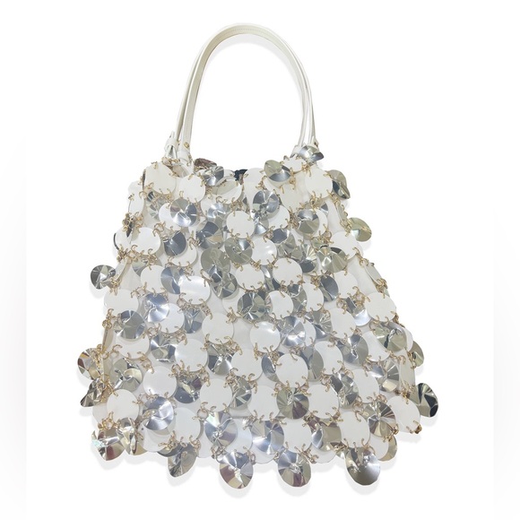 RABANNE BY PACO RABANNE SPARKLE SILVER DISC BAG NEW - Picture 14 of 15